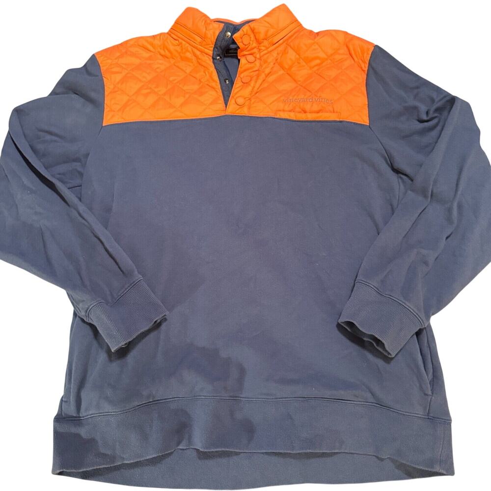 Vineyard Vines Jacket Mens L Blue Fleece T Snap Coat Beach Outdoor Whale